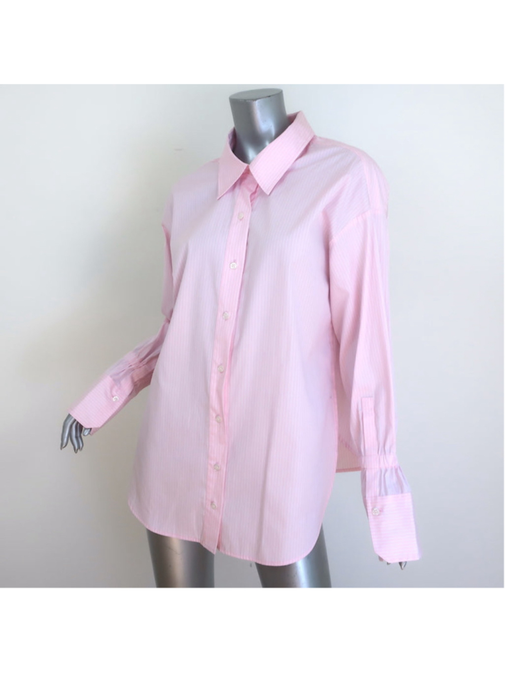 A.L.C. Monica Bell Sleeve Shirt in pink and white striped.